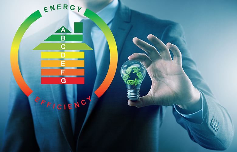 Ilustración de ahorro energético y eficiencia - Sistemas de ahorro de energía